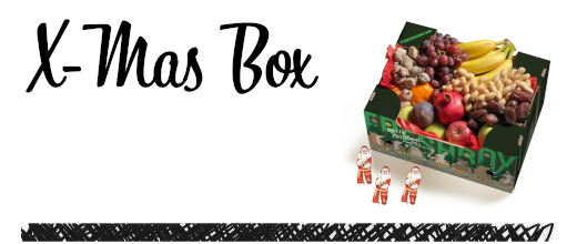 Die XMAS Box mit winterlichen Früchten und leckere Schoggi.